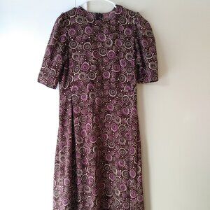 Handmade Mennonite Cape Dress 40"B 37"W Brown Purple Swirl AS IS